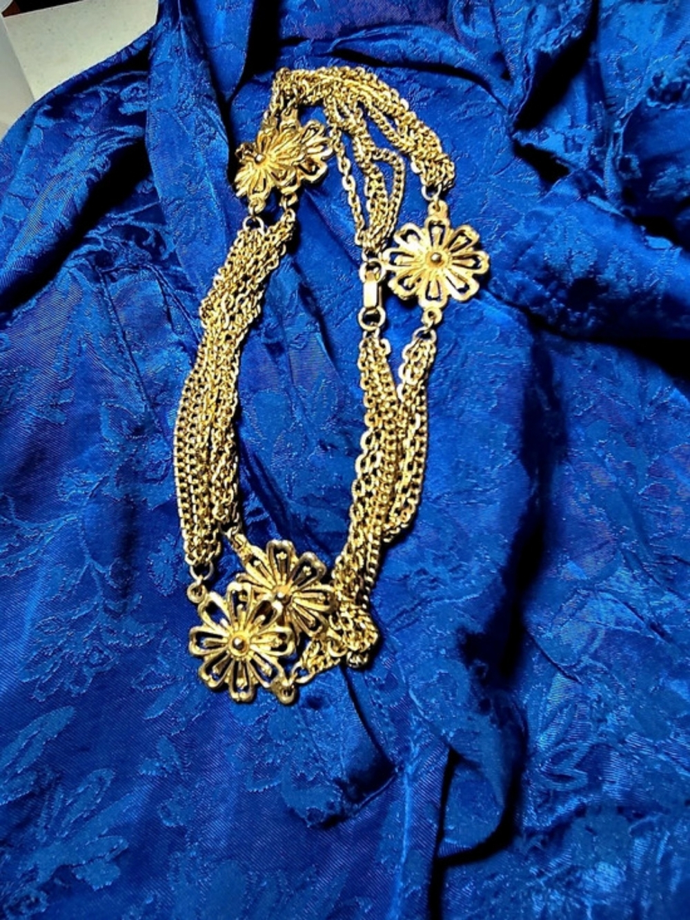 Gold-Tone Floral Chain Necklace